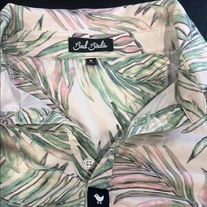 Bad Birdie Green and Pink Tropical Polo Shirt
